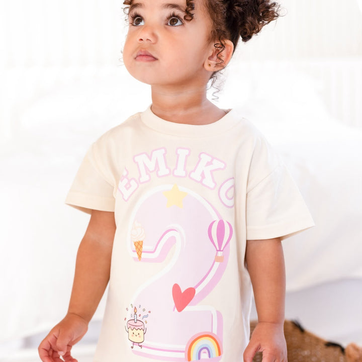 Fun Birthday Tshirt Pink & Blue - Print