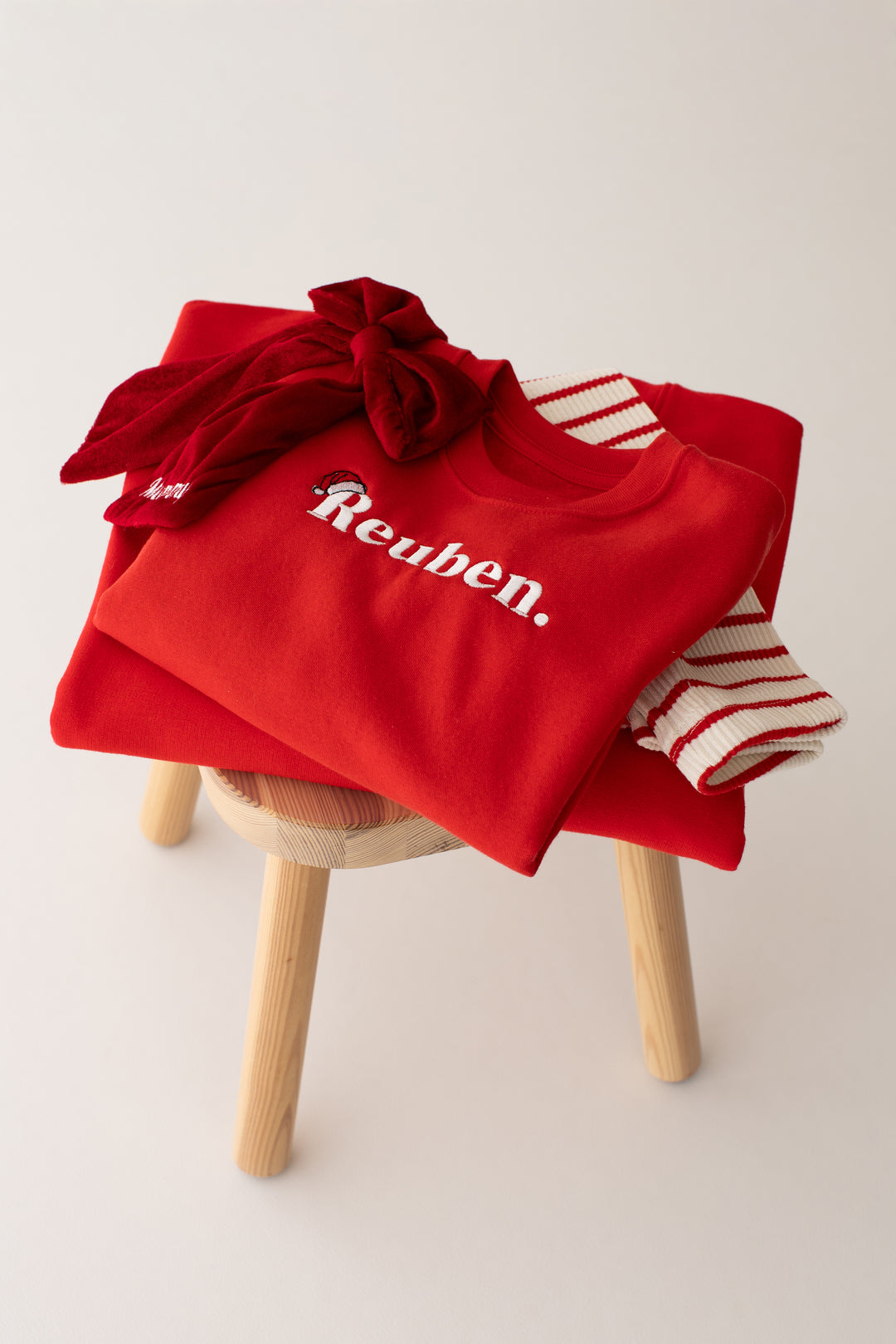 Red Name Santa Classic Sweatshirt - Embroidered