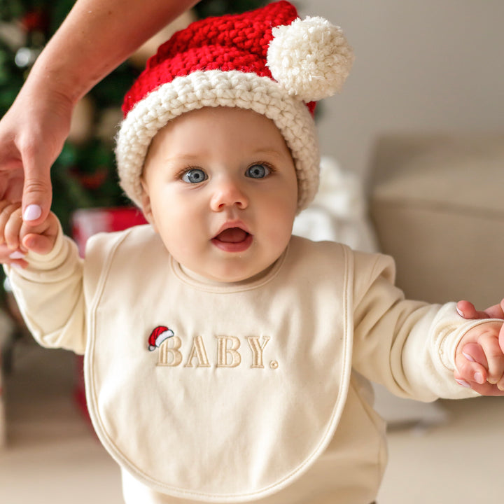 Santas Hat Bib Signature - Embroidered
