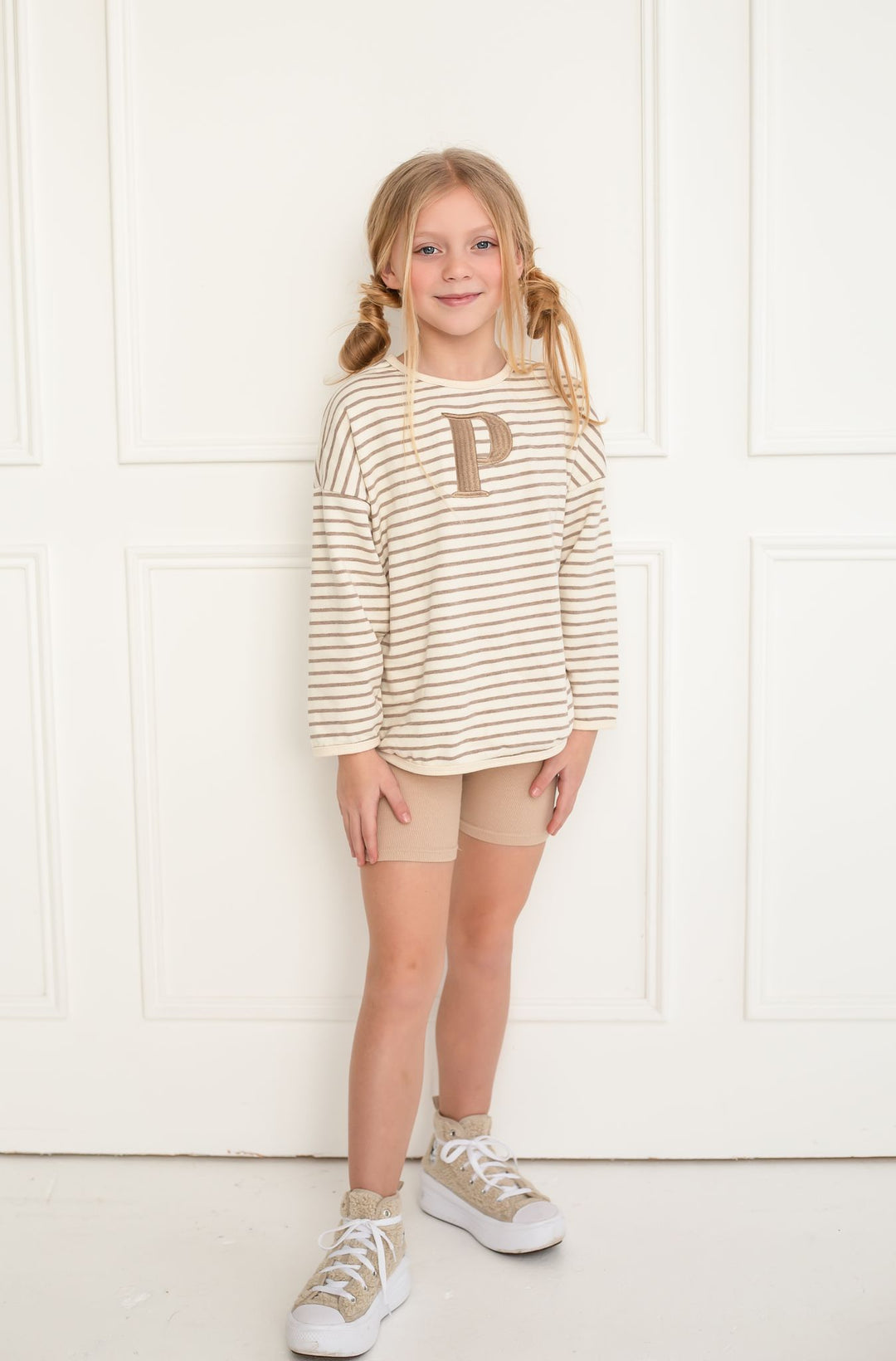 Oversized Stripe Sweatshirt - Embroidered