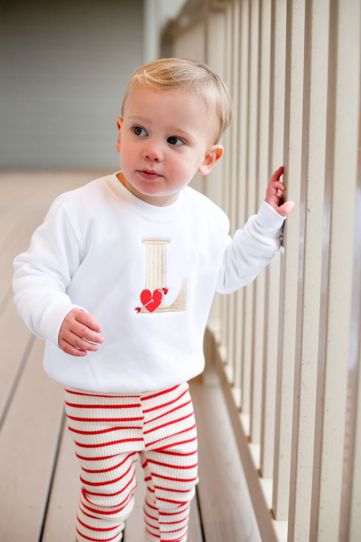 Red striped Ribbed Leggings