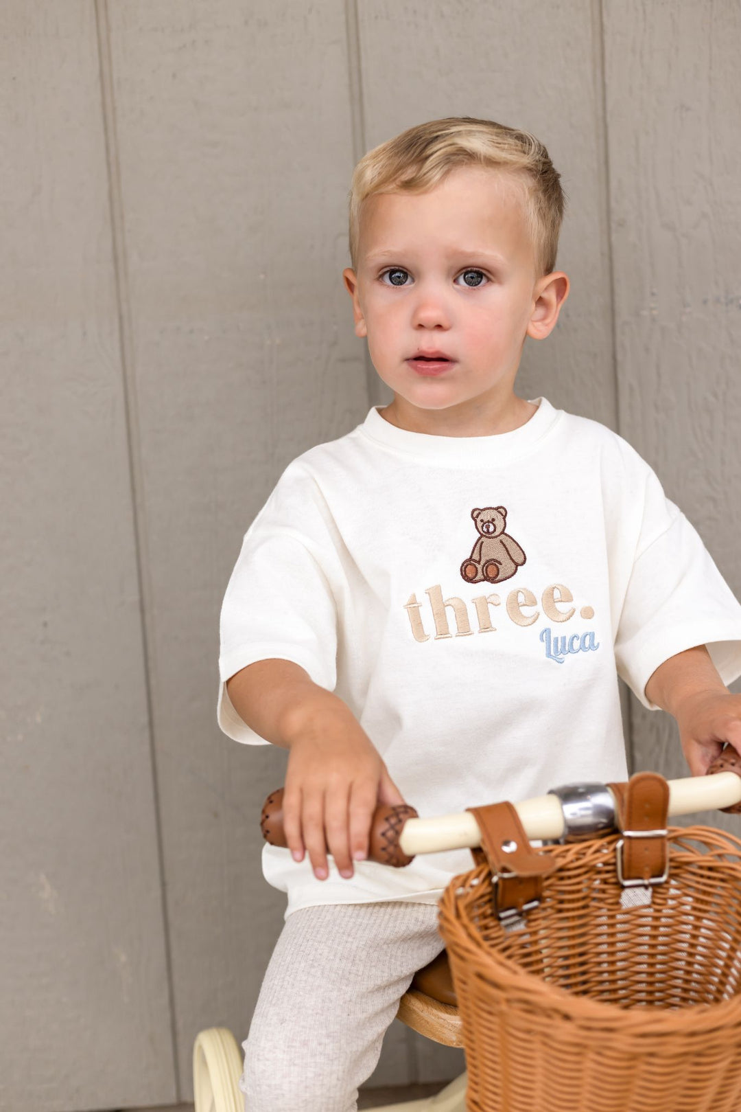 Bear Birthday Name Tshirt - Embroidered