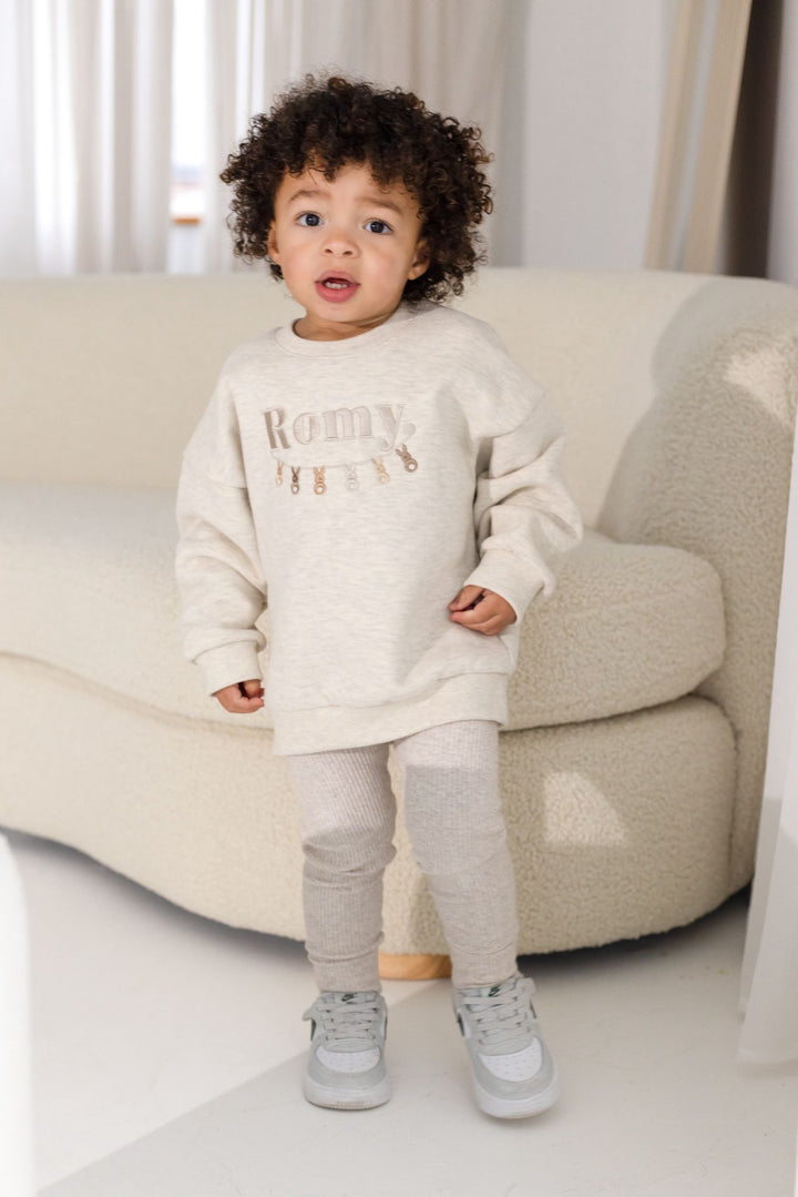 Easter Oatmilk Personalised Bunny Garland Name Sweatshirt - Embroidery