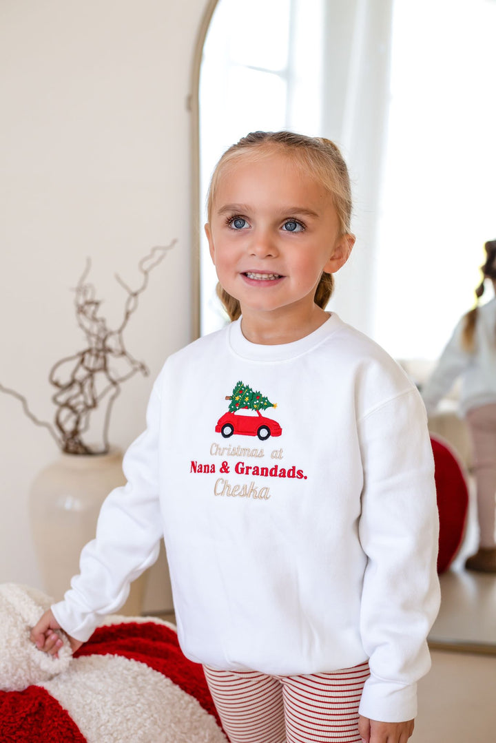 Christmas Car at Personalised Sweatshirt- Embroidered