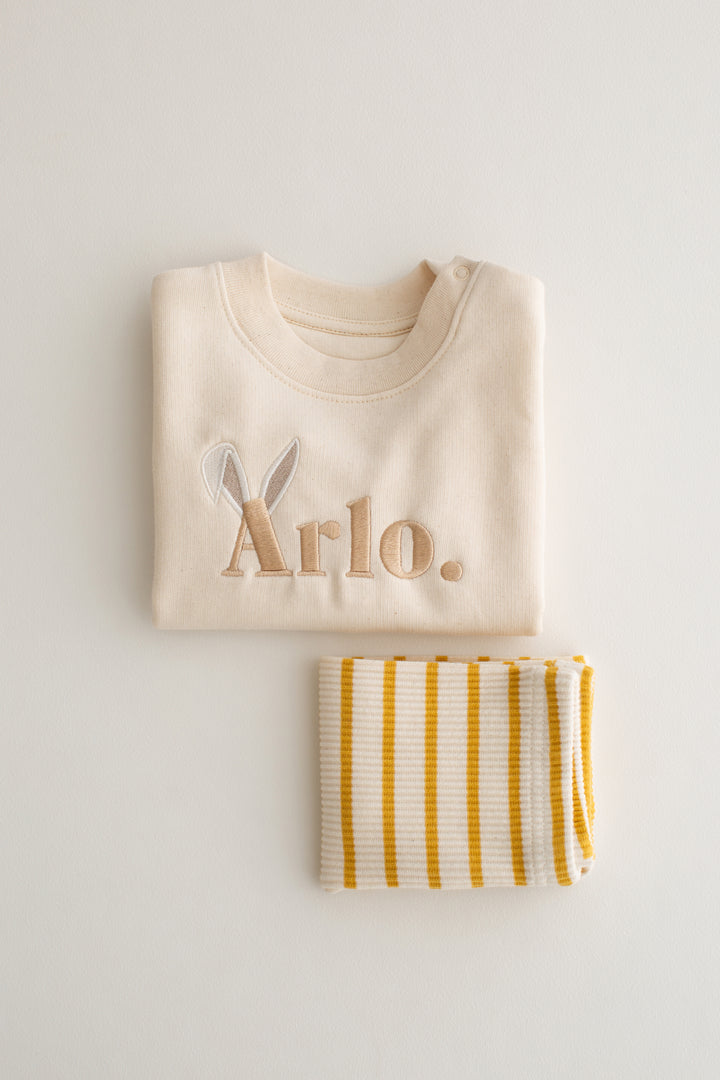 Yellow striped Ribbed Leggings