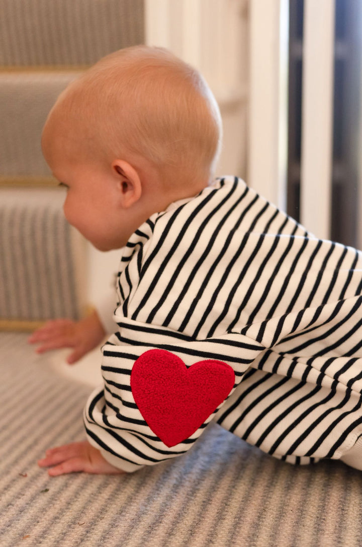 Fleece Stripe Heart TRIO design Sweatshirt - Embroidered