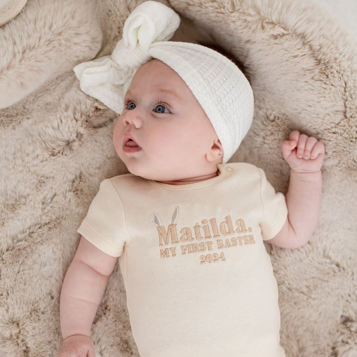 First Easter name Signature Baby Bodysuit