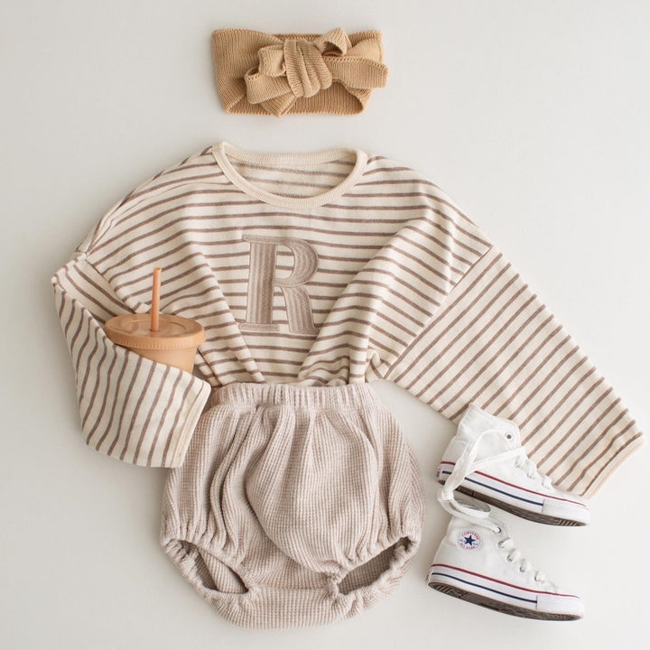 Oversized Stripe Sweatshirt - Embroidered