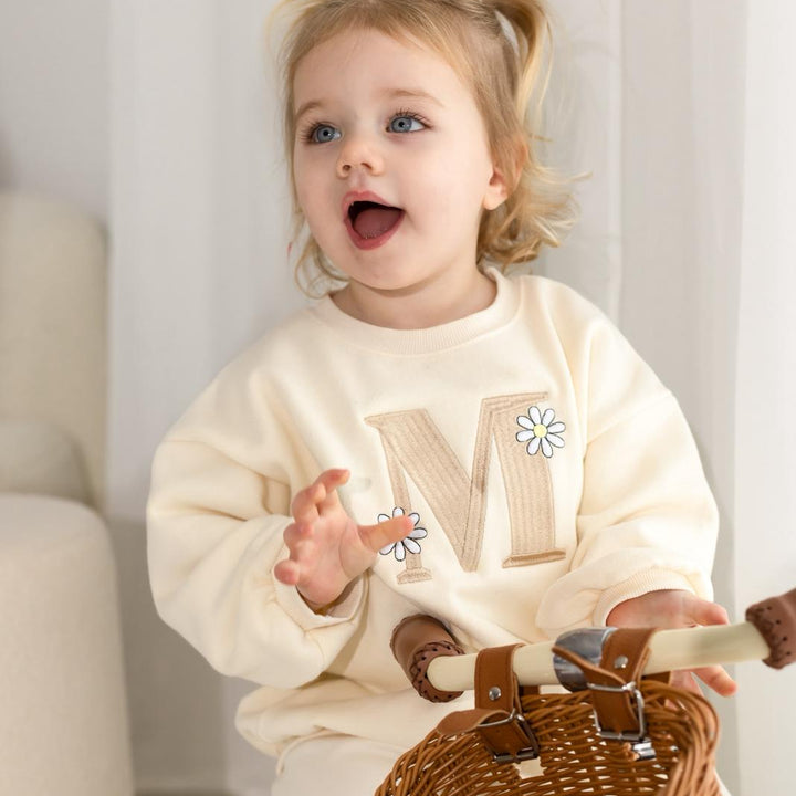 Daisy Oversized Fleece Sweatshirt - Embroidery
