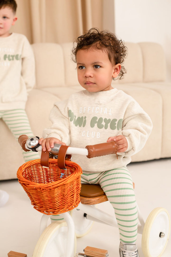 Green striped Ribbed Leggings