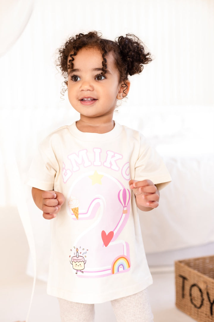 Fun Birthday Tshirt Pink & Blue - Print