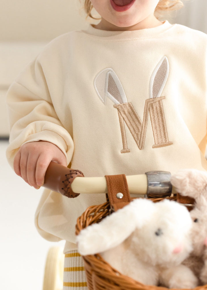 Bunny Initial Oversized Fleece Sweatshirt - Embroidery