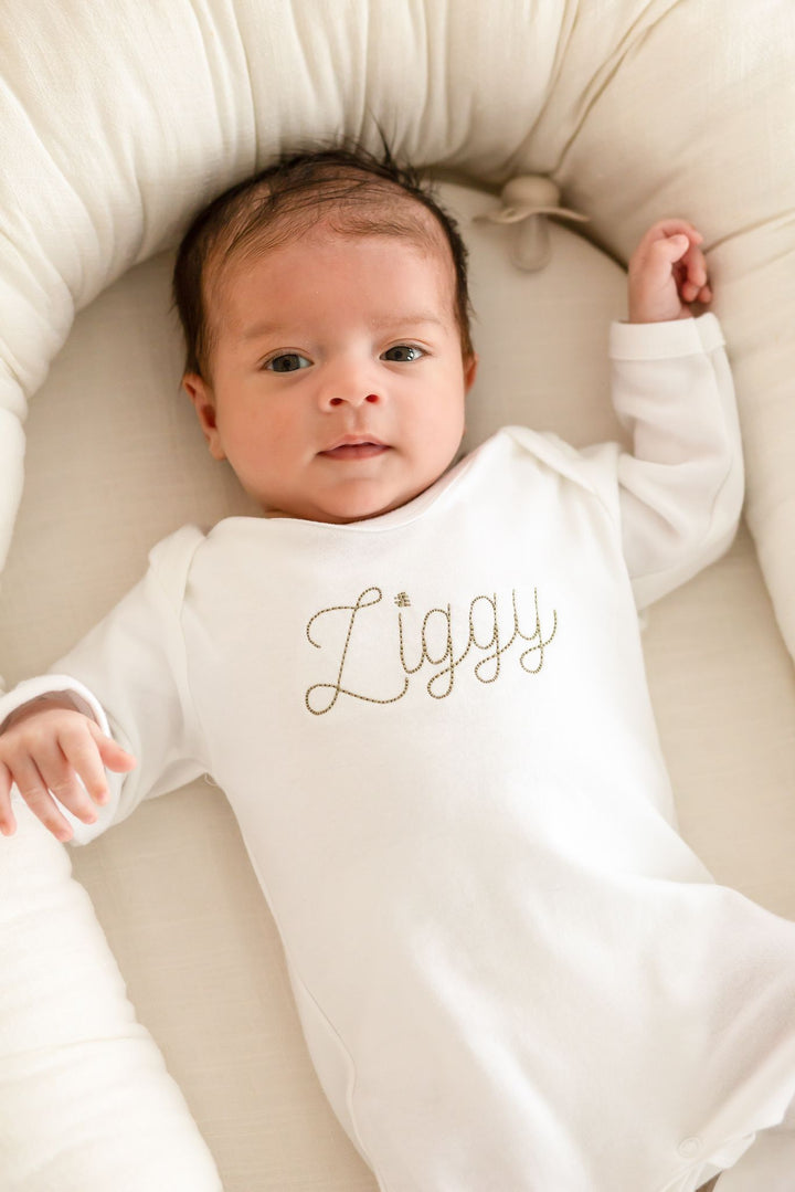 Baby Name Rompersuit - Delicate Embroidered