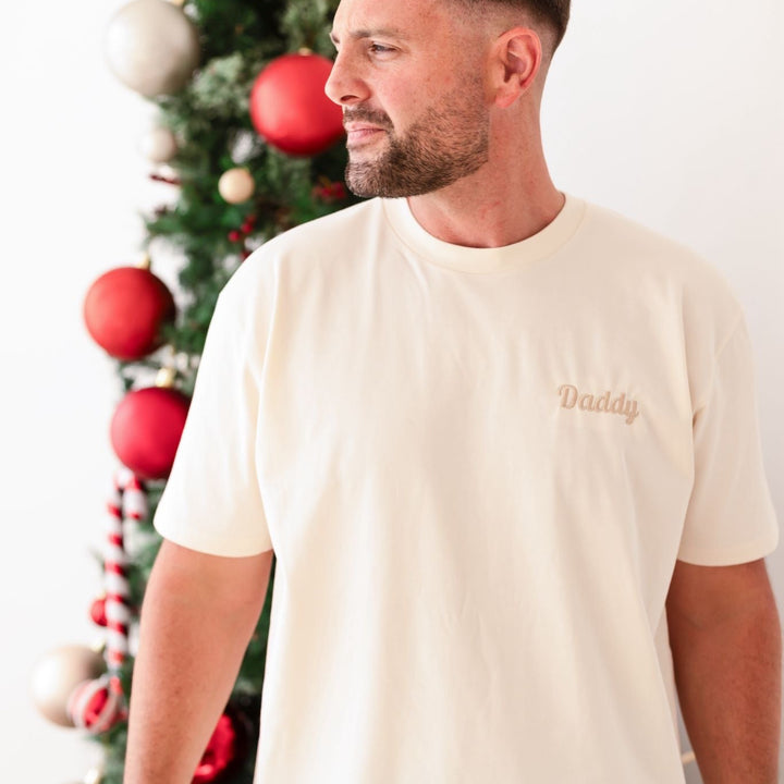 Festive Green Men's matching PJ set (embroidery)