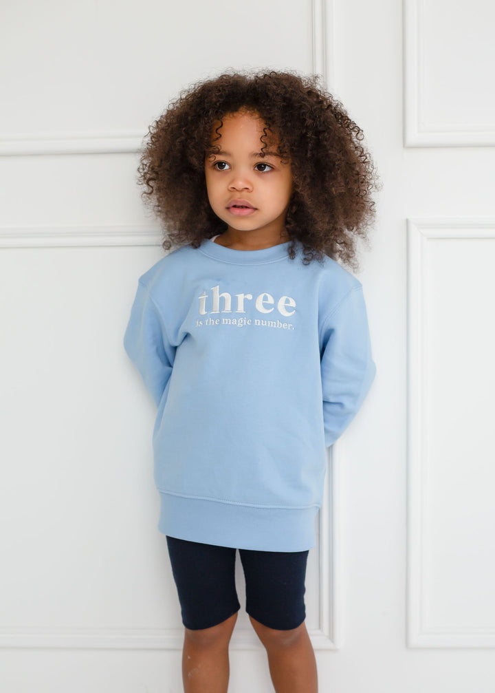 three magic number signature sweatshirt - embroidery