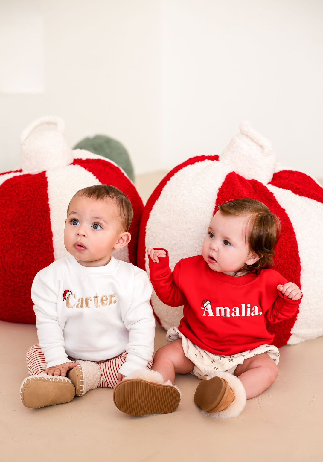 Red Name Santa Classic Sweatshirt - Embroidered