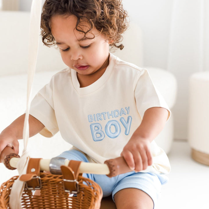Balloon Birthday Tshirt Blue & Pink - Print