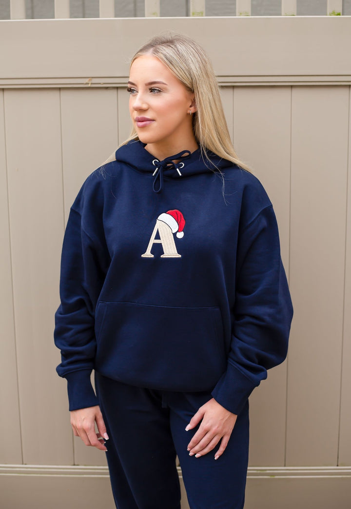 Luxe Oversized Initial Santa Hat Hoodie