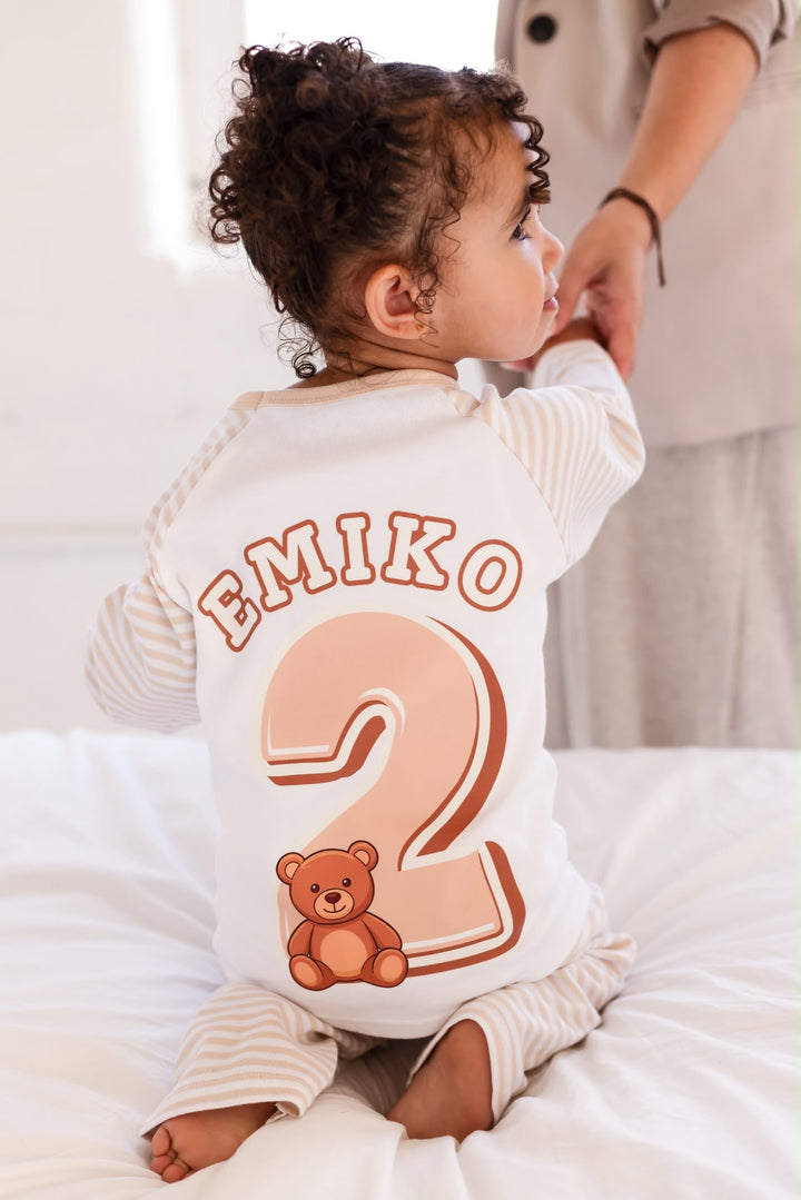Teddy Theme Birthday Stripe Pyjama Set - Print