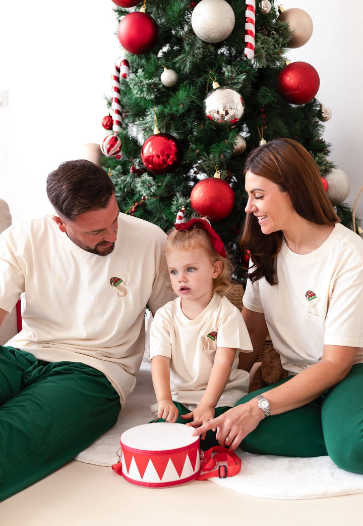 Festive Green Men's matching Elf set - (embroidery)