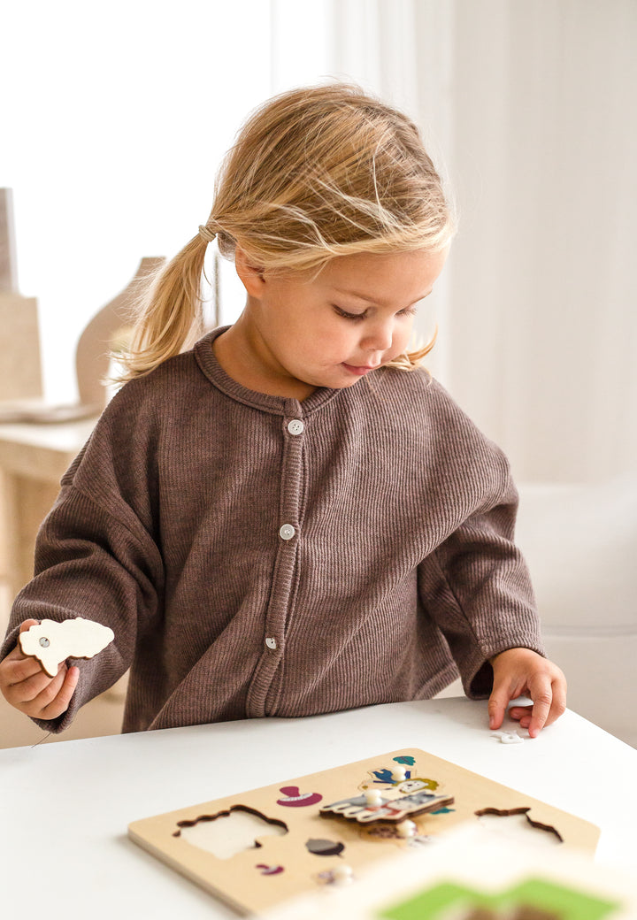 Brown Soft Name Cardigan - Embroidered