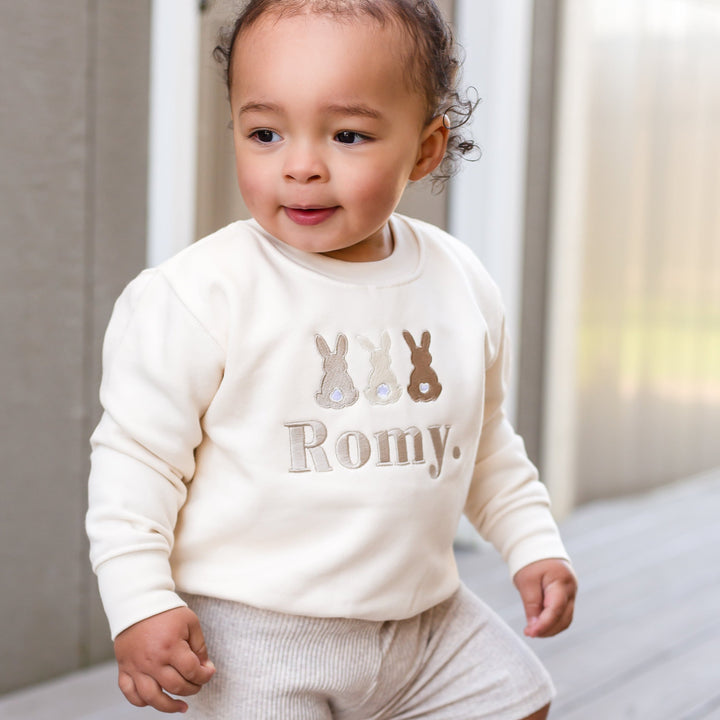 Three Bunny Name Sweatshirt - Embroidered