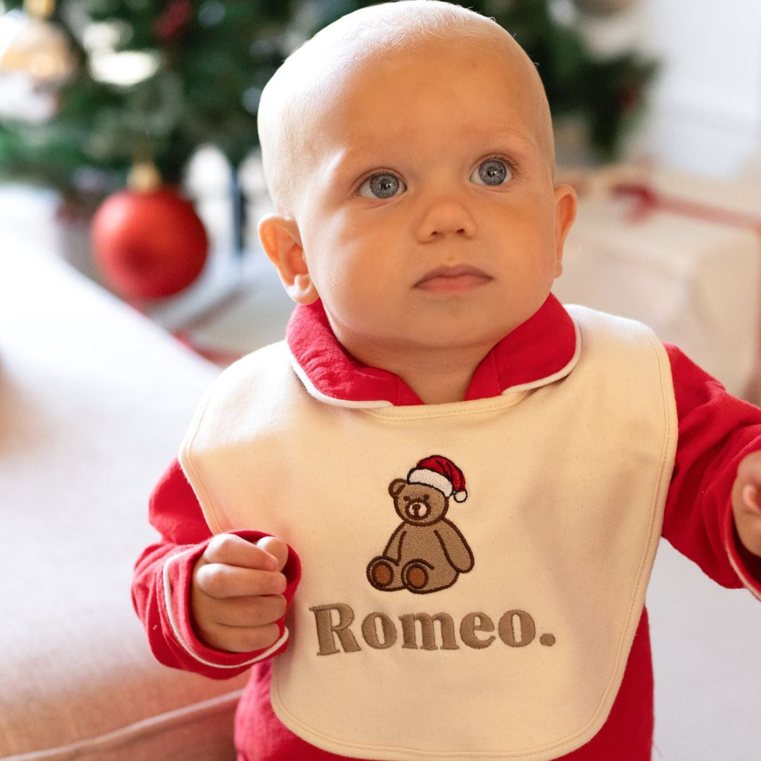 Christmas Bear Bib Signature - Embroidered
