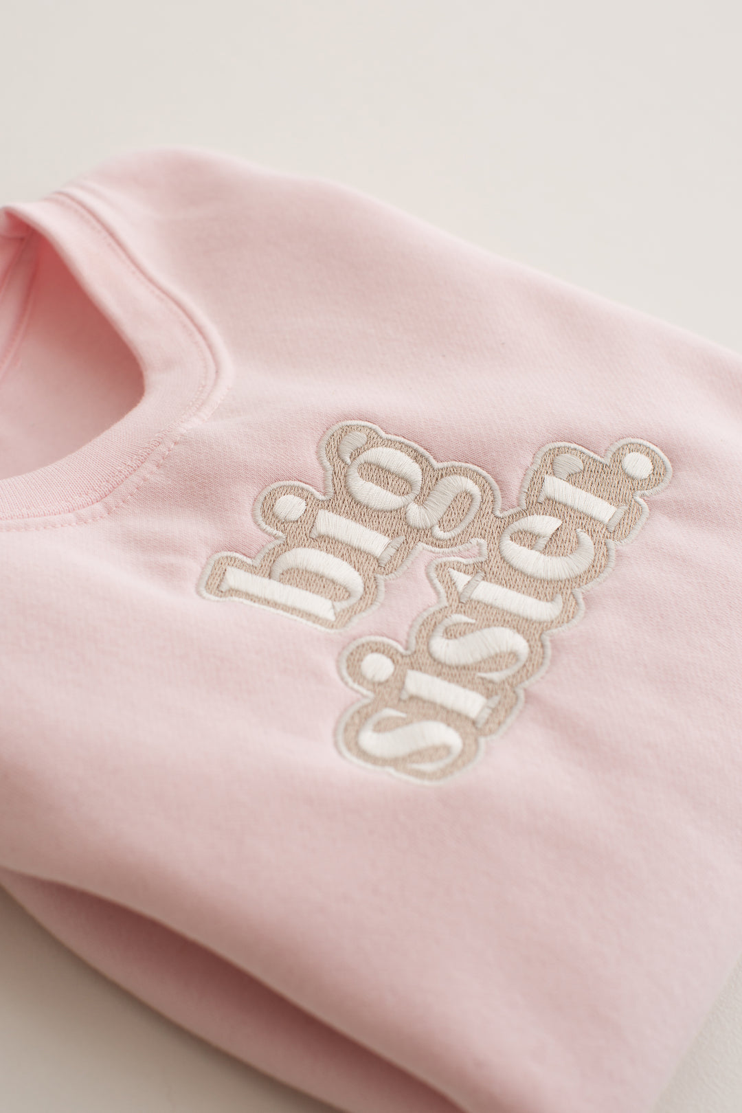 Pastel Pink Sibling Classic Sweatshirt - Bubble Embroidery