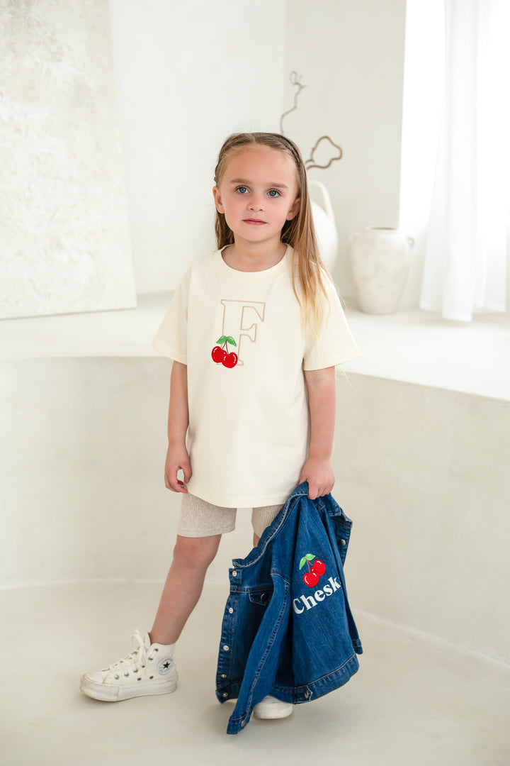 Initial Cherry Tshirt - Embroidered