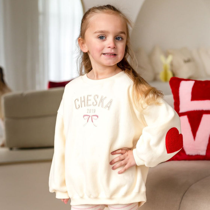 Fleece Vanilla Bow Sweatshirt - Embroidered