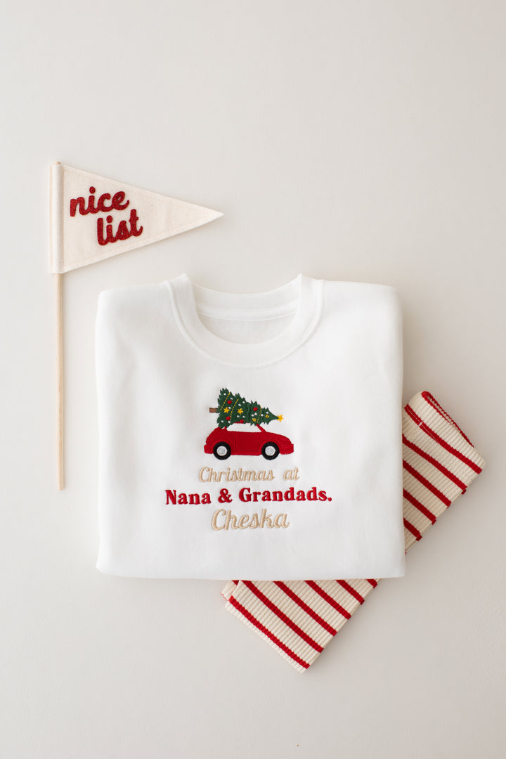 Christmas Car at Personalised Sweatshirt- Embroidered