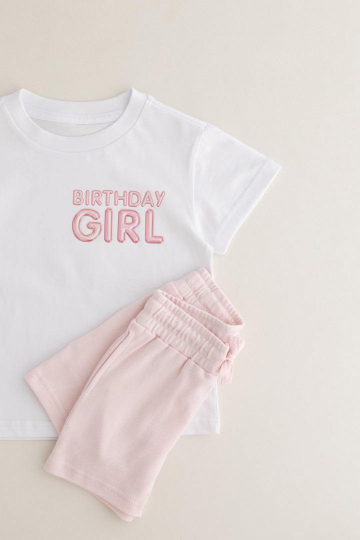 Balloon Birthday SHORT SET Blue & Pink - Print