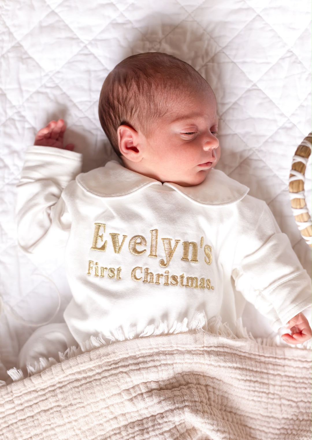 Ivory Rompersuit believes - Embroidered