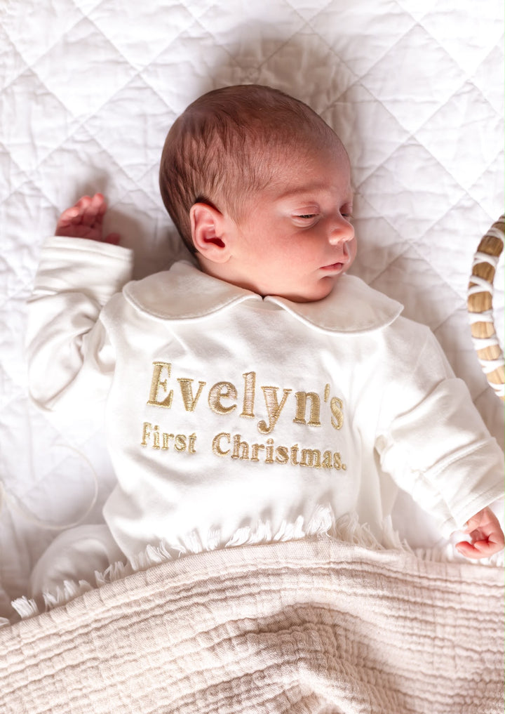 Ivory Rompersuit believes - Embroidered