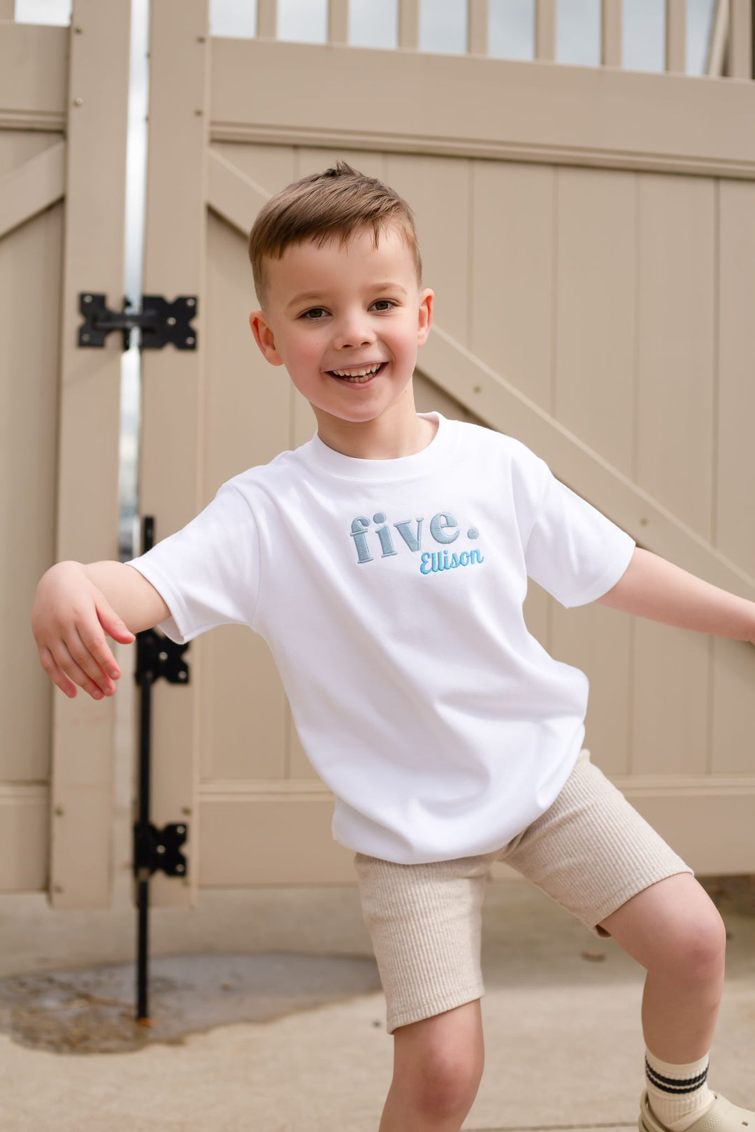 Name &  Age classic Tshirt - Embroidered