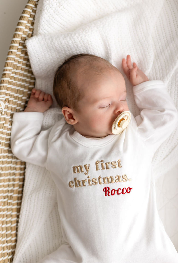 My First Christmas Personalised Romper suit - Embroidered