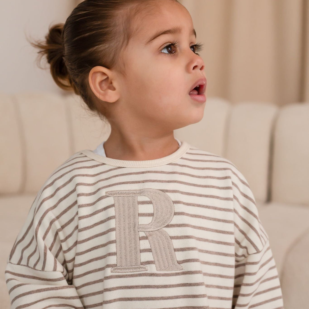 Oversized Stripe Sweatshirt - Embroidered