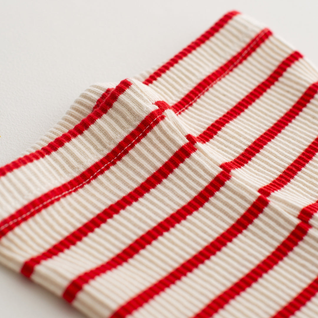 Red striped Ribbed Leggings