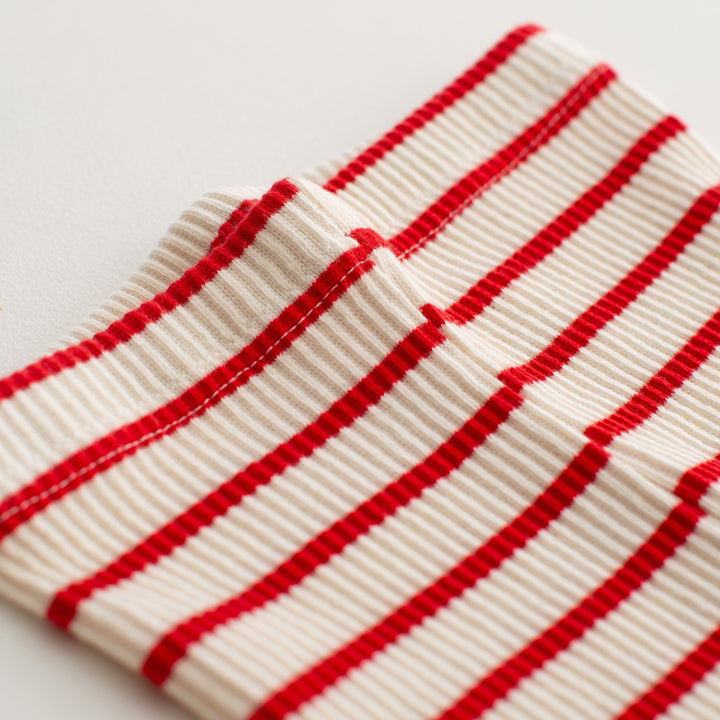 Red striped Ribbed Leggings