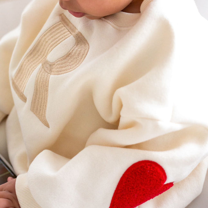 Fleece Vanilla Heart Sweatshirt - Embroidered (Initial)