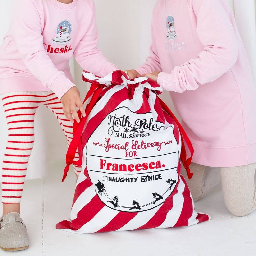 Red Striped Christmas Sack - Print