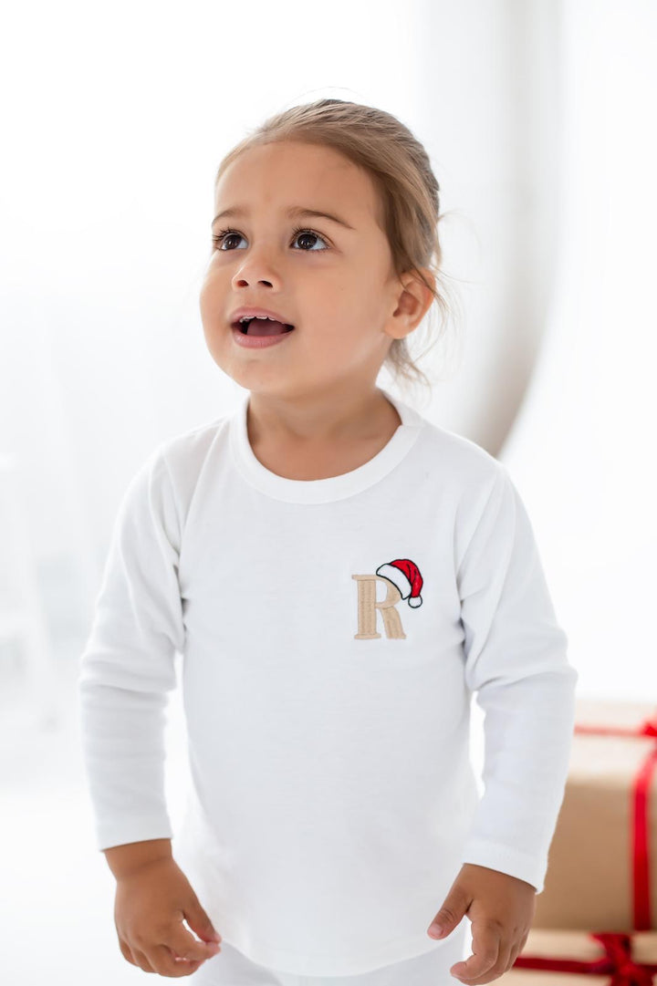 Santa Hat Initial Lounge set - Embroidery