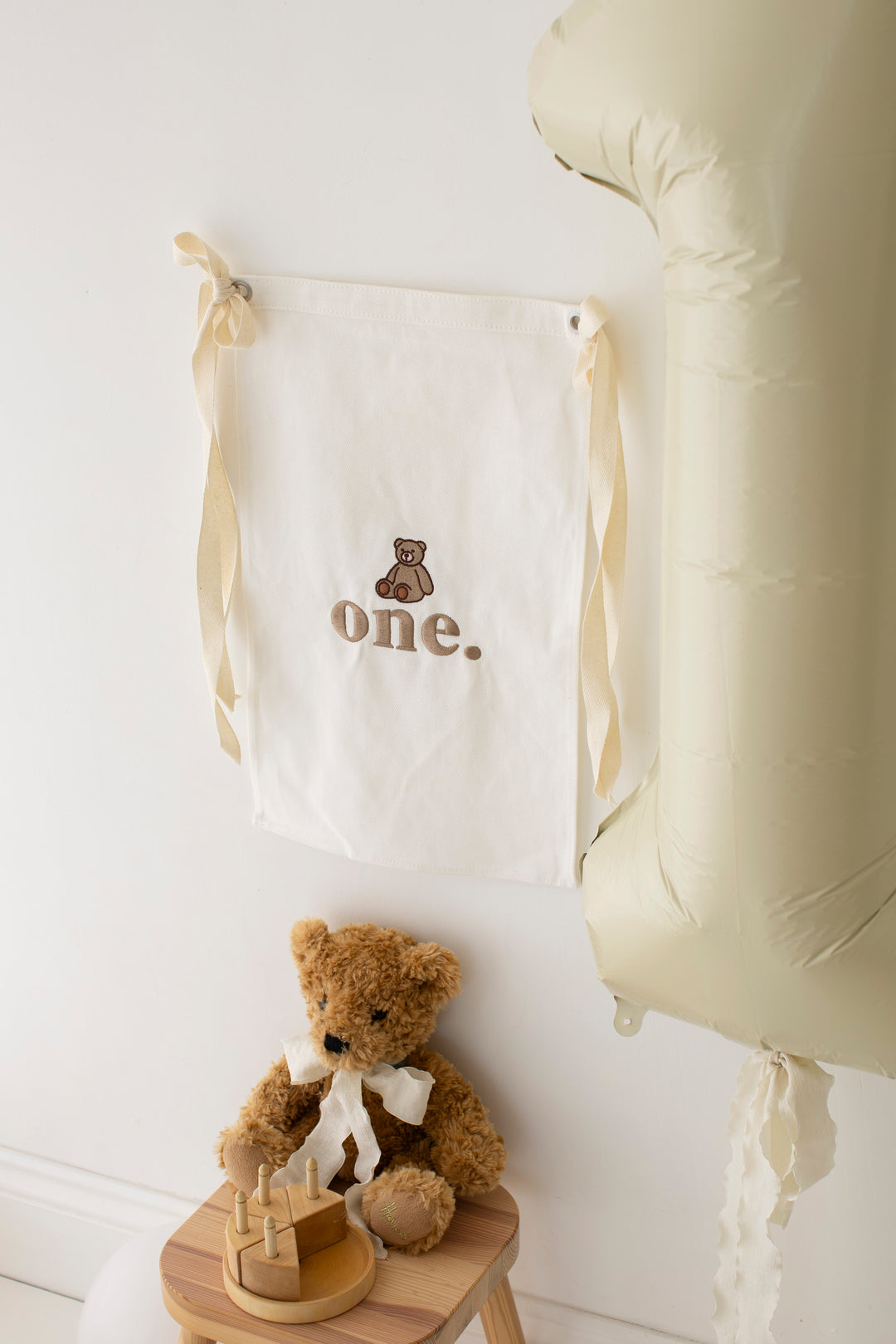 Bear Birthday Banner - Embroidered