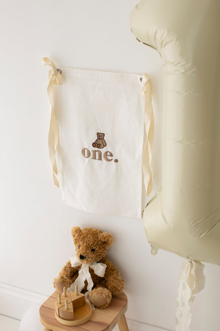 Bear Birthday Banner - Embroidered