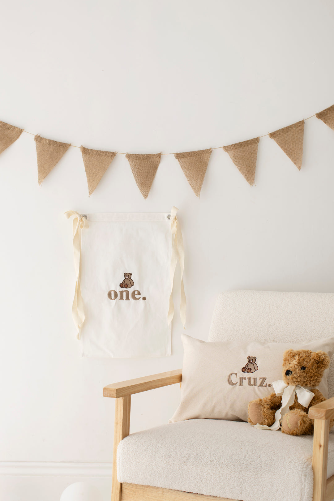 Bear Birthday Banner - Embroidered