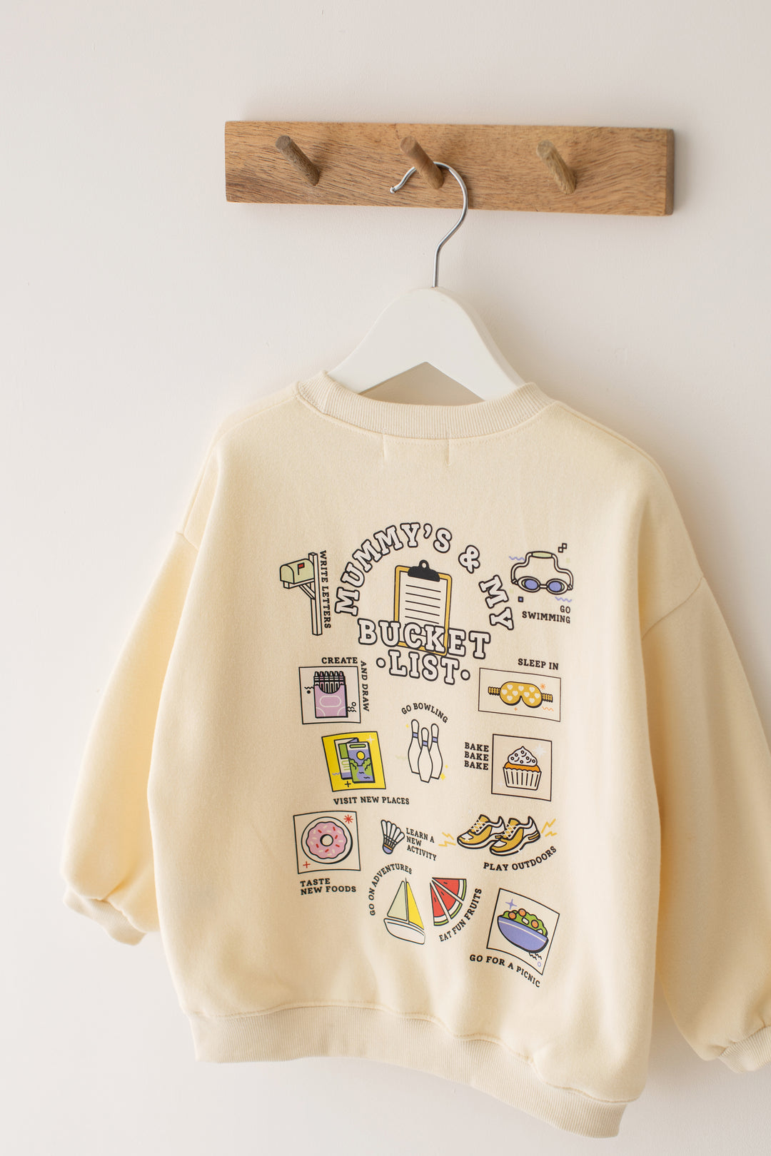 Kids Bucket List Vanilla Oversized Fleece Sweatshirt - Print Design
