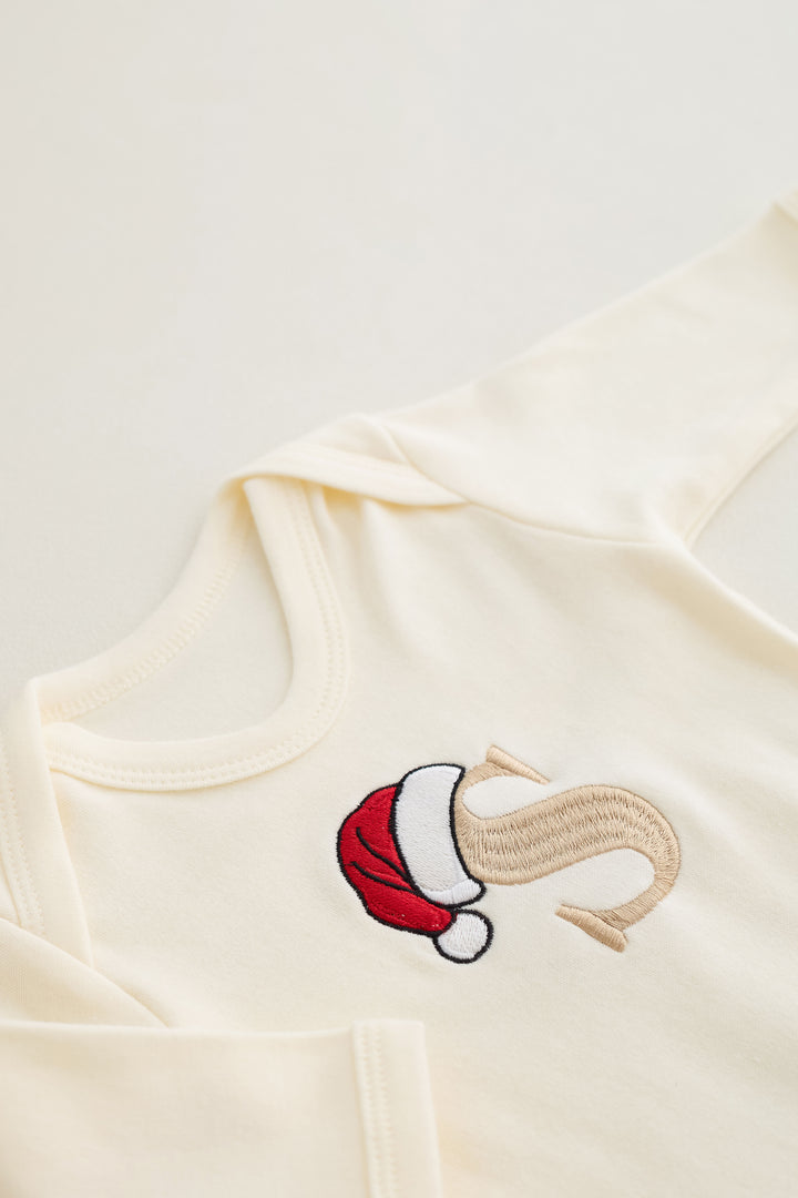 Vanilla Santas Hat Initial Rompersuit - Embroidered