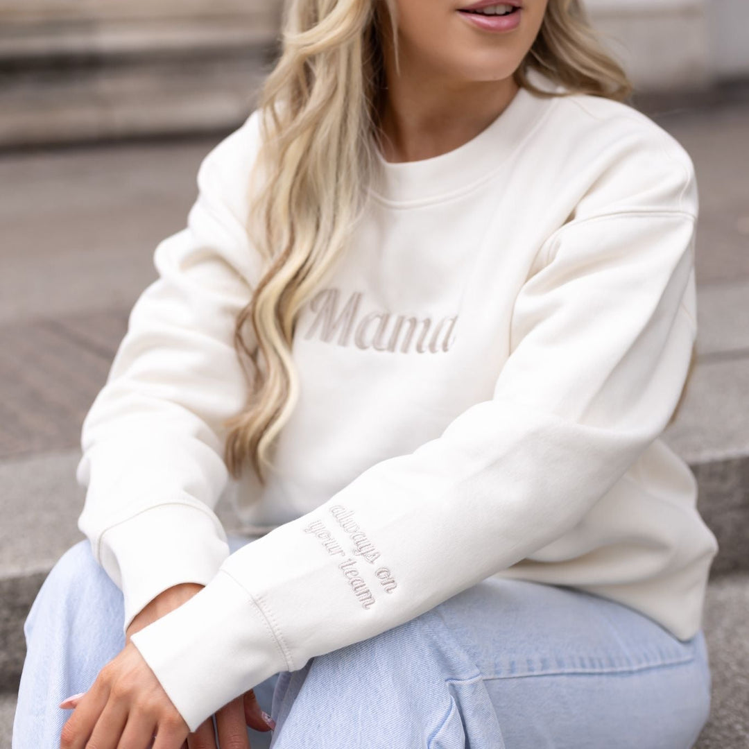 Matching Sleeve Personalisation Adult Sweatshirt - Embroidered (2 places)