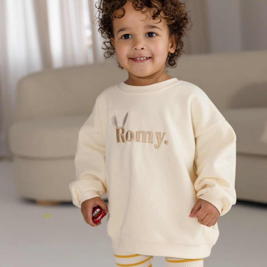 Bunny Name Oversized Fleece Sweatshirt - Embroidery