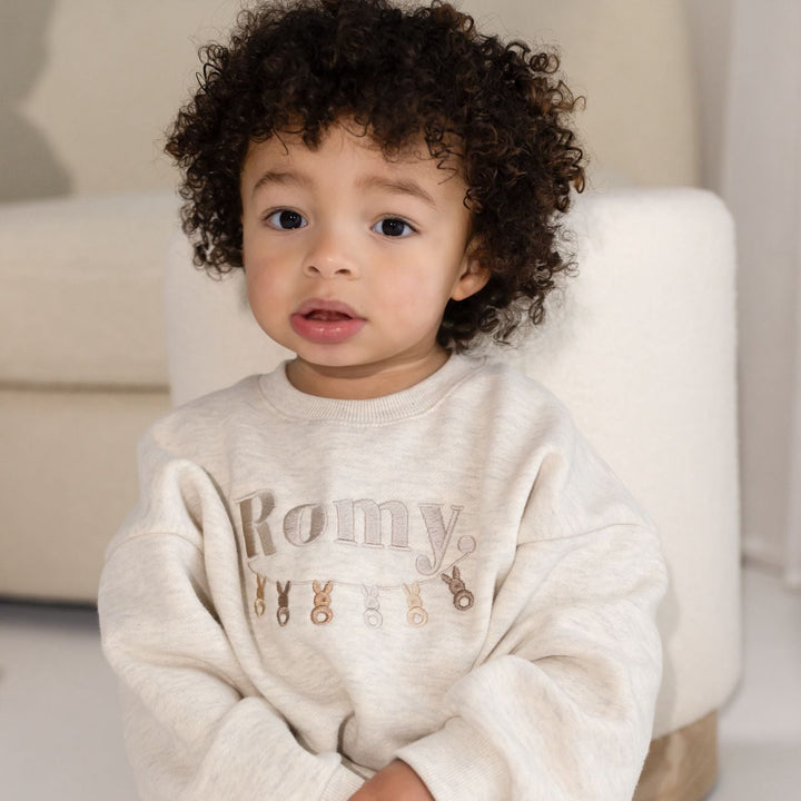 Easter Oatmilk Personalised Bunny Garland Name Sweatshirt - Embroidery